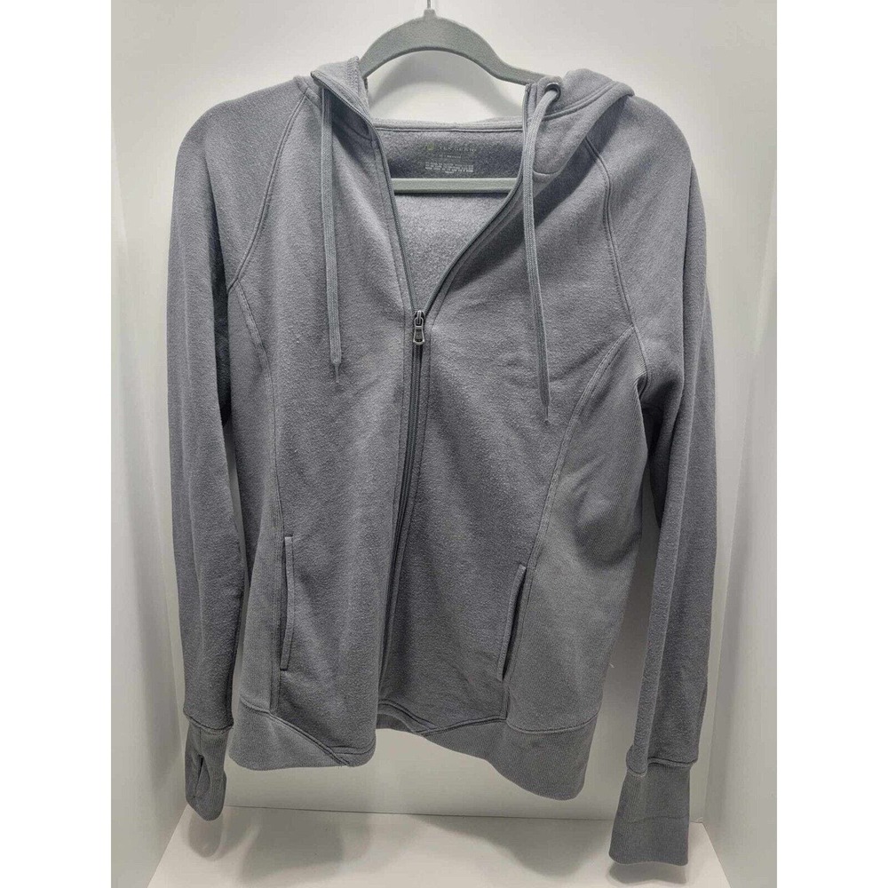 tek gear gray thumb hole zip up hoodie womans size medium